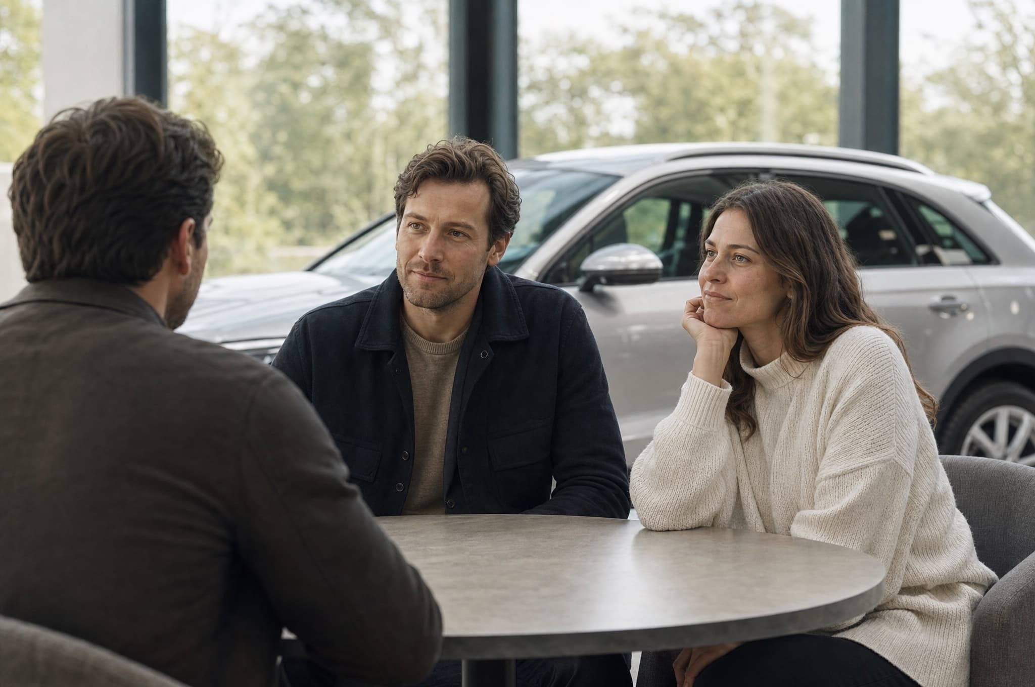 A conversation in a motor dealership