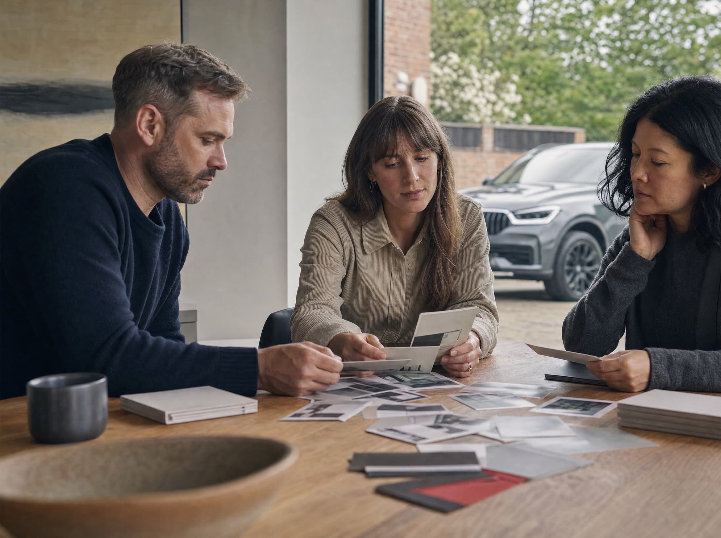 A dealership team comparing warranty programme options